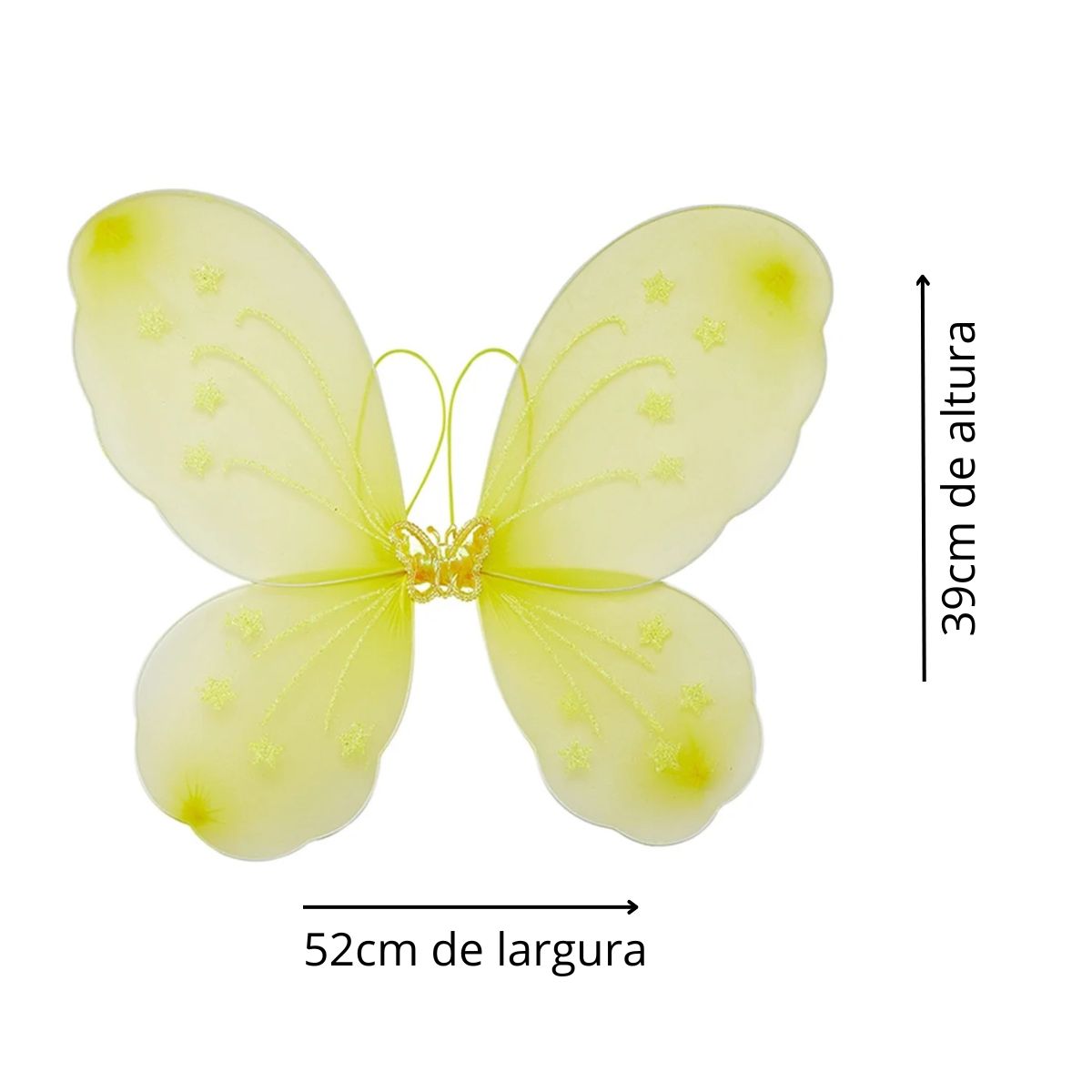 Kit Asa de Borboleta Acessórios Fantasia Carnaval Amarelo Kit Asa de Borboleta Acessórios Fantasia Carnaval Amarelo